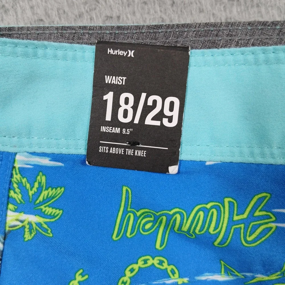 Hurley Board Shorts Youth Boys 18/29 Blue Graphic Surf‎ Swim